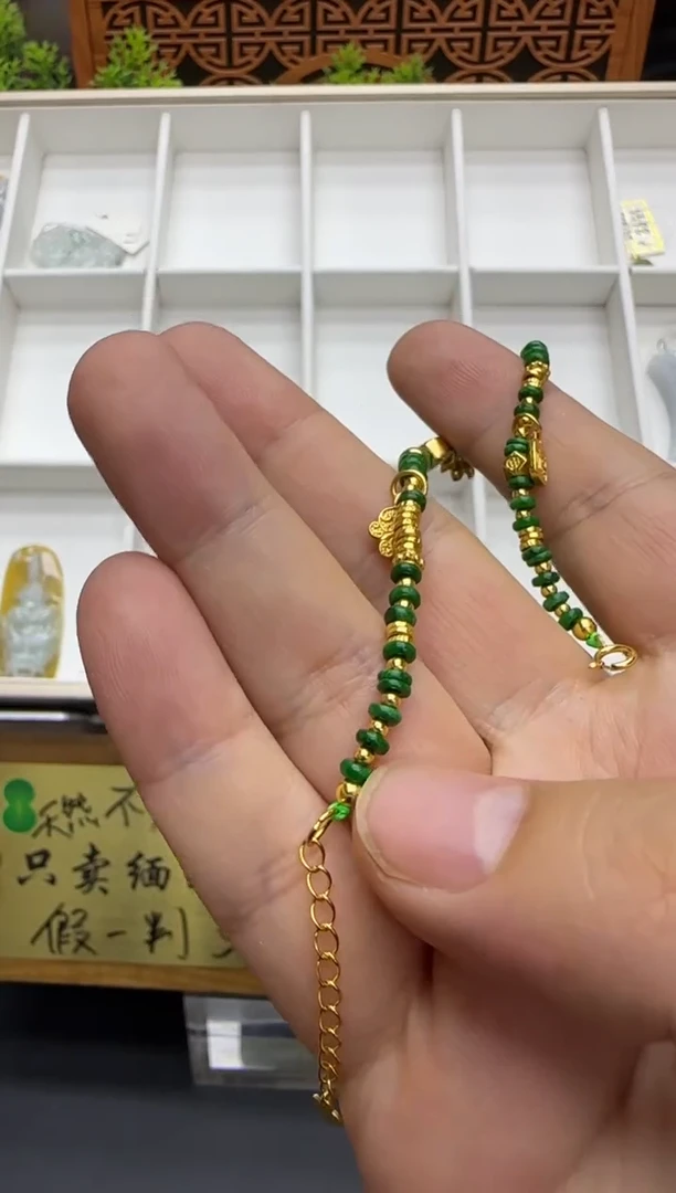 翡翠挂件银S925镶嵌A货翡翠多样性手链