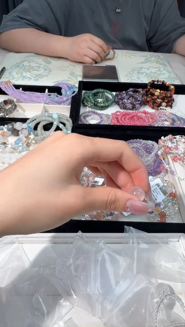 水晶手链银S925镶嵌H020蓝月12m+吊坠