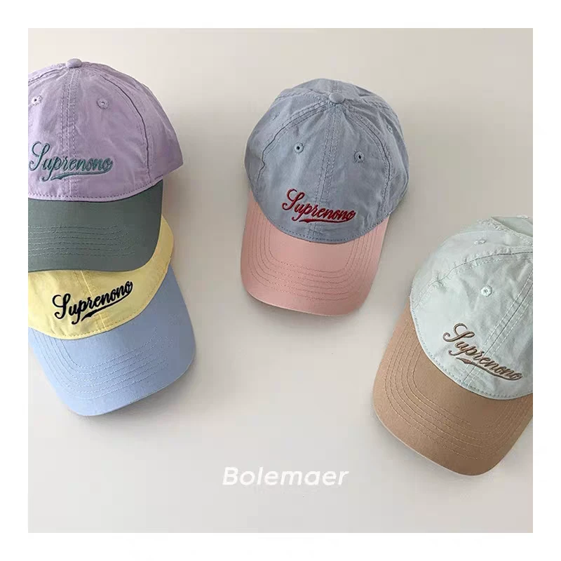 儿童帽子春夏韩版撞色字母刺绣鸭舌帽潮男女宝宝个性休闲棒球帽夏