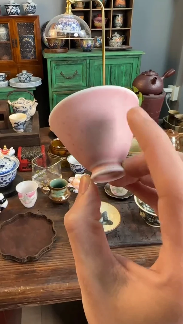 【闪购商品】其他茶器茶器 粉色粉引斗笠杯