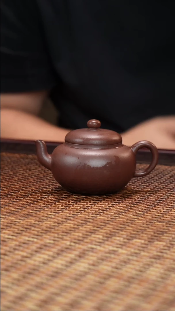 茶壶紫砂汀禾紫砂原矿老紫泥《柿圆》
