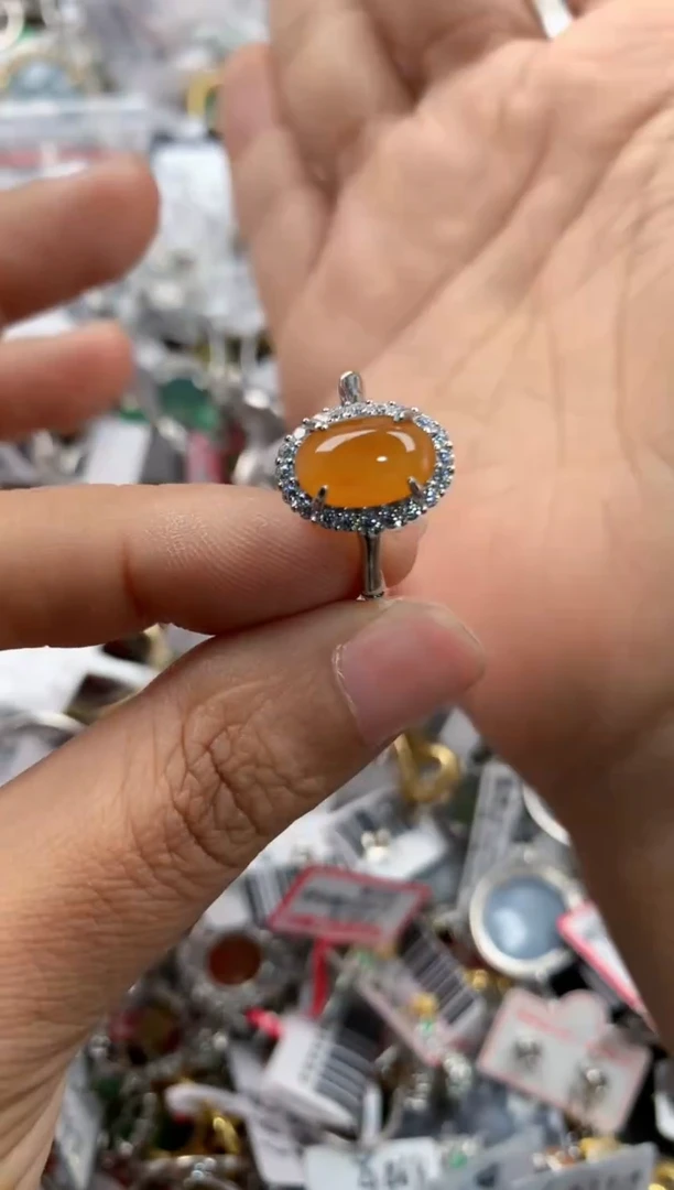 银S925镶嵌戒指翡翠666-----2