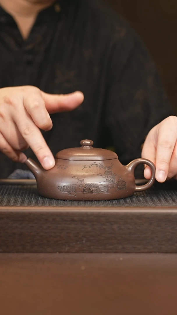茶壶紫砂sjh 六方扁玉 紫泥 300
