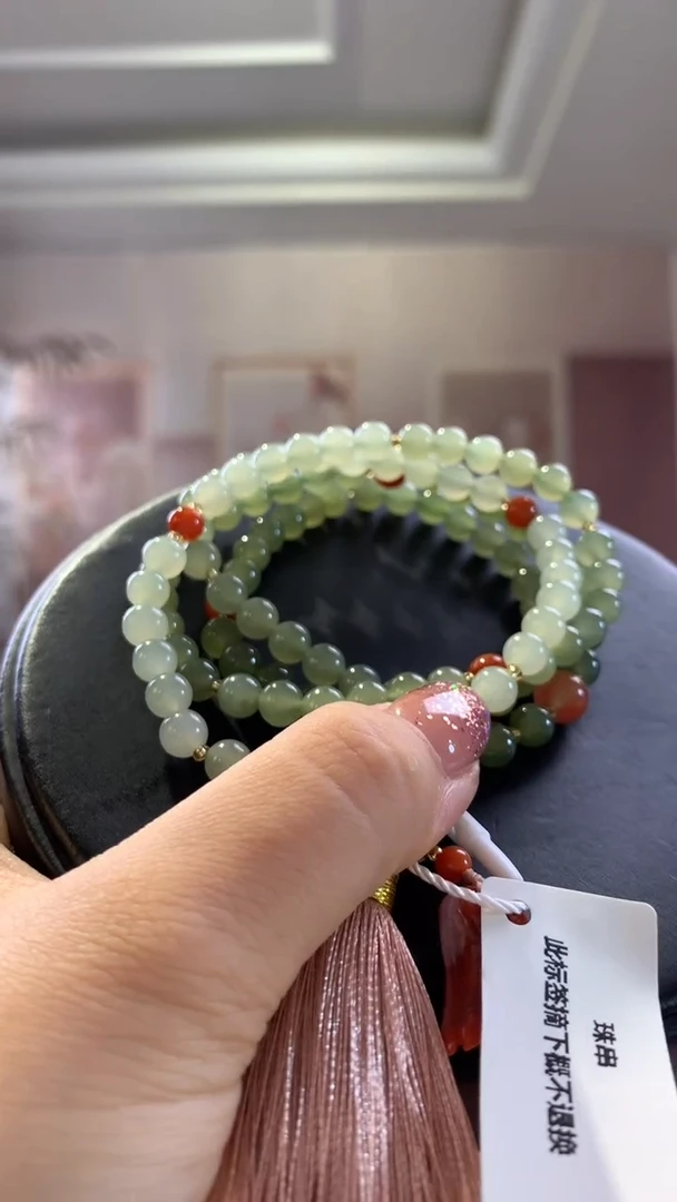 和田玉未镶嵌挂件冰晴水6mm多圈