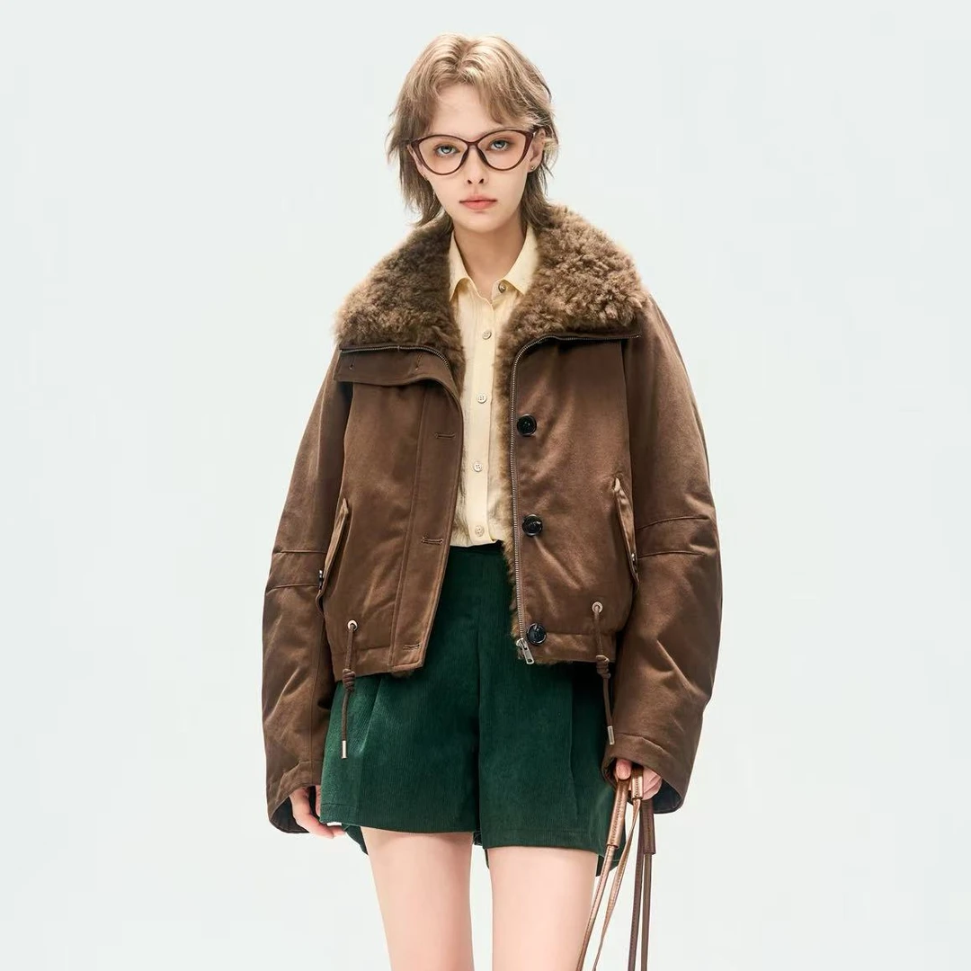 【商场品质】90白鹅绒 新款复古大毛领 小众设计时髦羽绒服 GZ 5537