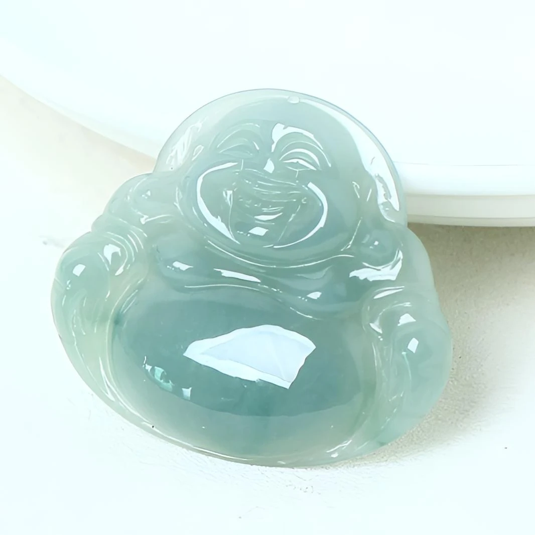 翡翠玉佛吊坠冰糯种天然玉石佛公项坠弥勒佛玉坠大肚笑佛挂件送礼