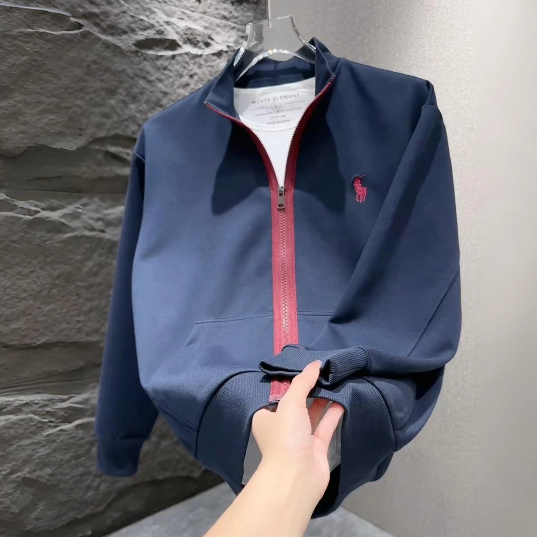 春秋季潮流刺绣立领开衫卫衣男士高级感时尚百搭宽松休闲长袖外套