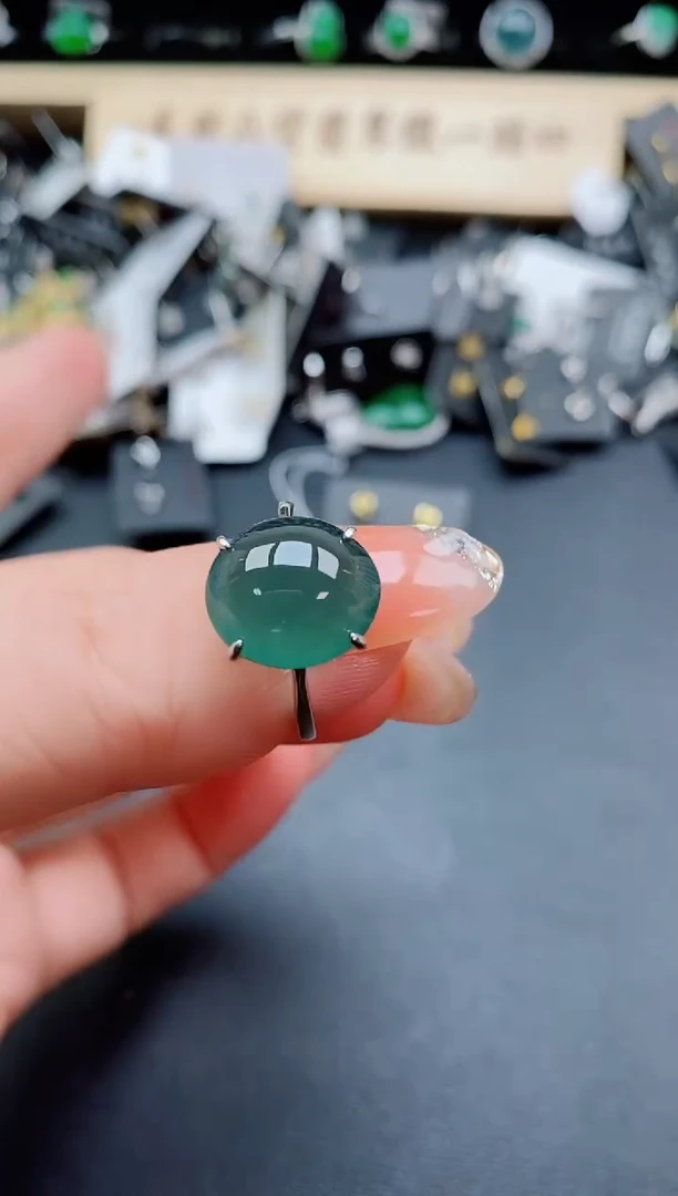 银S925镶嵌戒指翡翠1