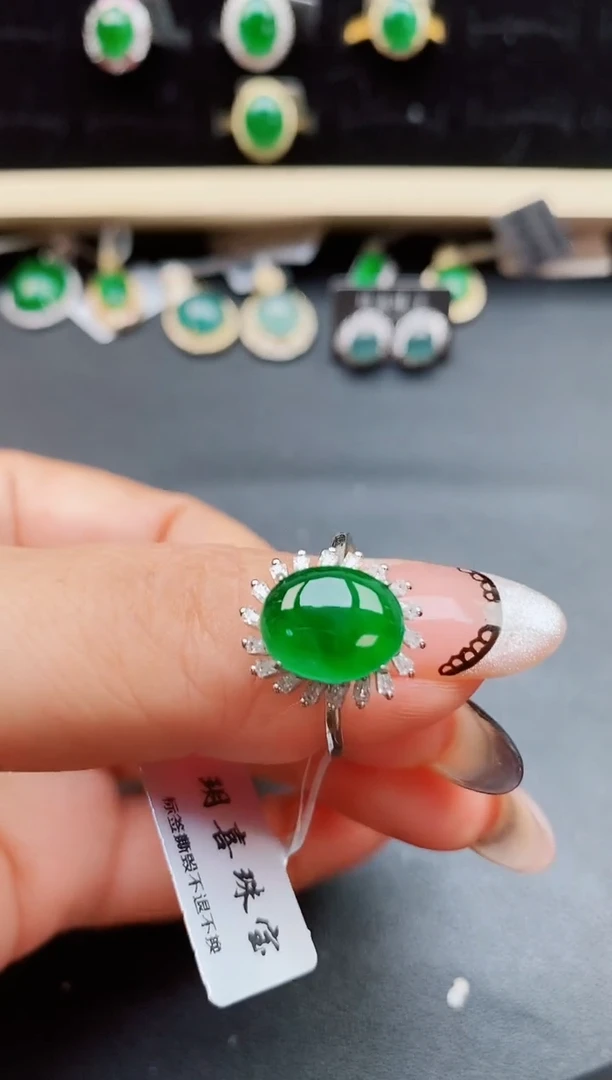翡翠戒指银S925镶嵌5085005