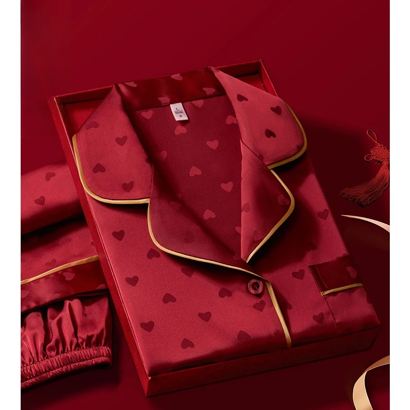 达芬奇密码结婚新婚情侣套装冰丝高档婚用新娘陪嫁本命年红婚礼庆