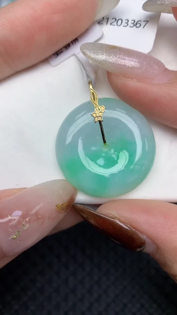 颈饰18K金镶嵌翡翠天然缅甸翡翠a货百元以上9元证书费自理