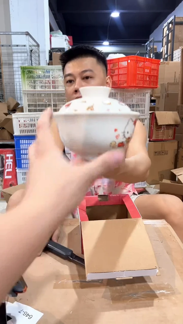 瓷片原盒kt猫带盖泡面碗