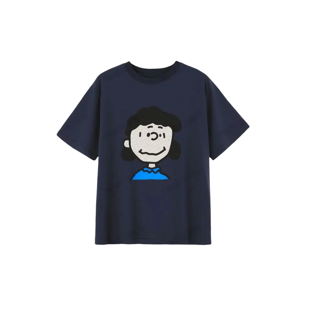 露西卡通印花正肩宽松圆领短袖美式休闲趣味减龄T恤女C5762