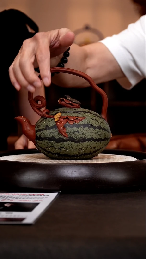 茶壶紫砂BYM97西瓜提梁绿泥450cc