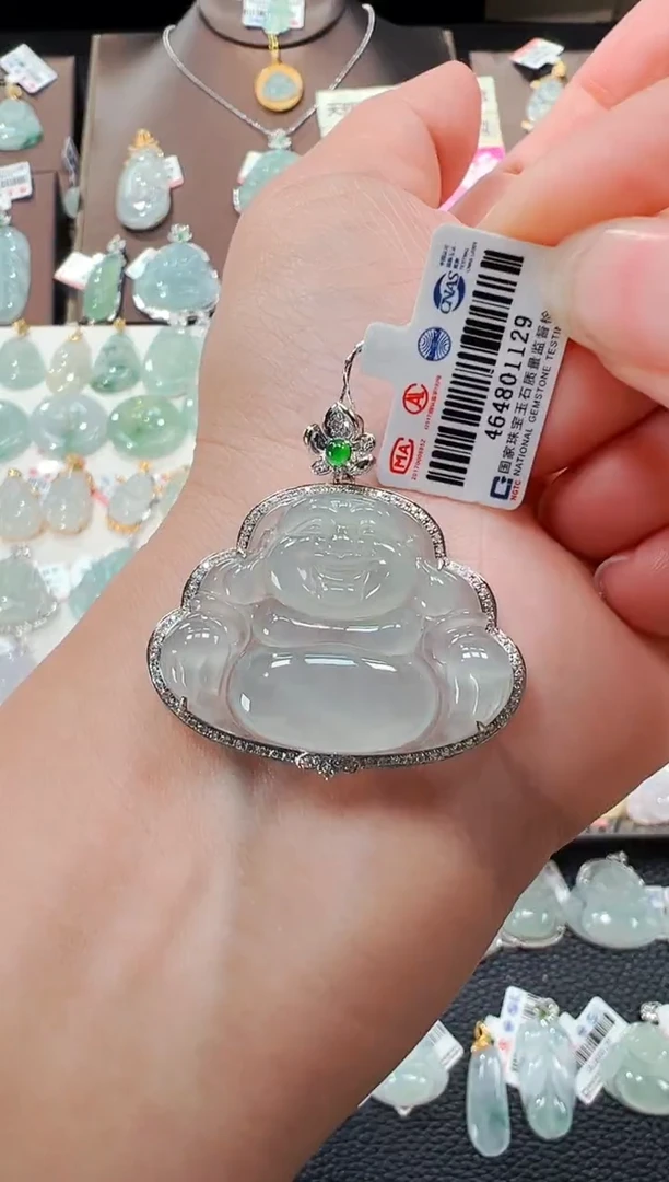 【闪购商品】翡翠吊坠(不含链)18K金镶嵌佛公吊坠1129