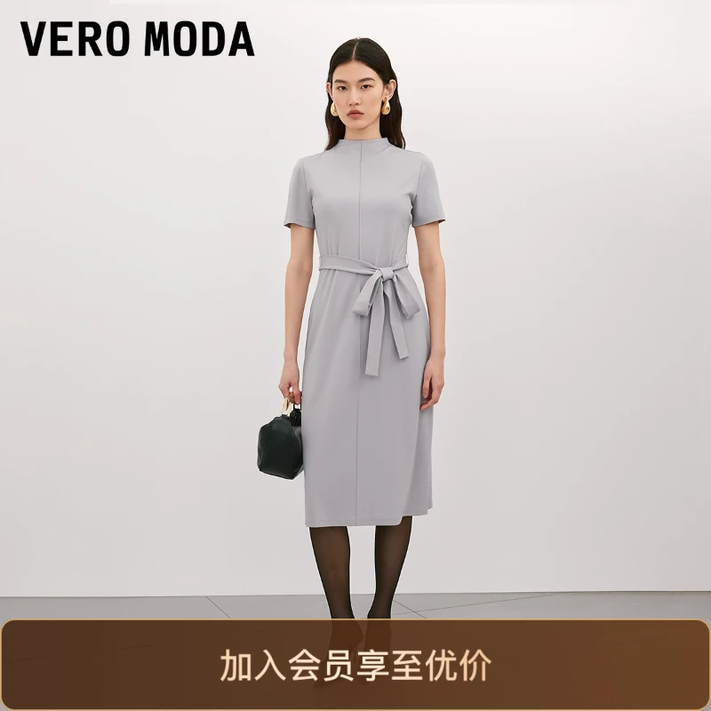 VeroModa连衣裙法式新款高档腰部系带设计长裙气质百搭