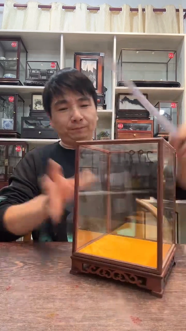 【闪购商品】红酸枝木类木艺玻璃罩298