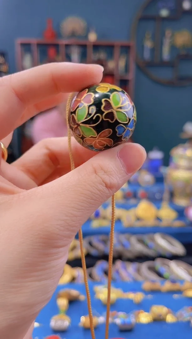 非遗 景泰蓝 3.0单珠项链 墨绿