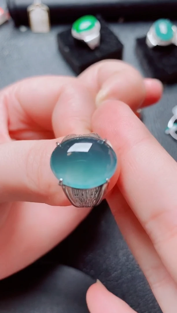 银S925镶嵌戒指翡翠1