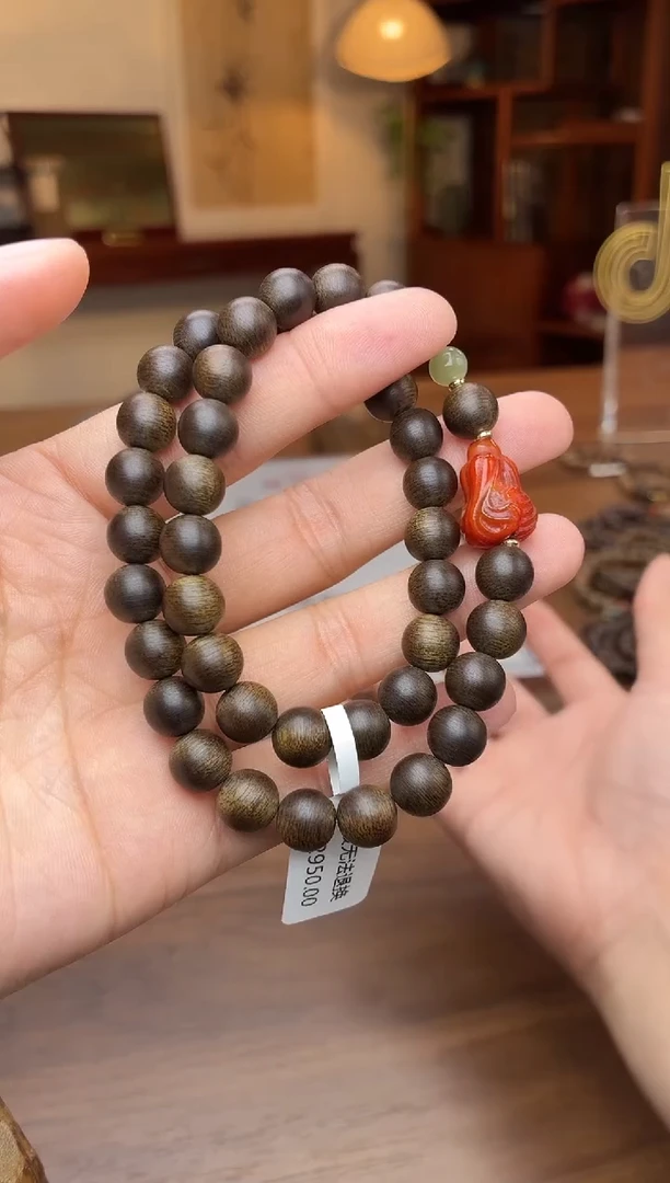 沉香手串沉香【非遗】雷击白棋楠08白菜双圈沉水设计