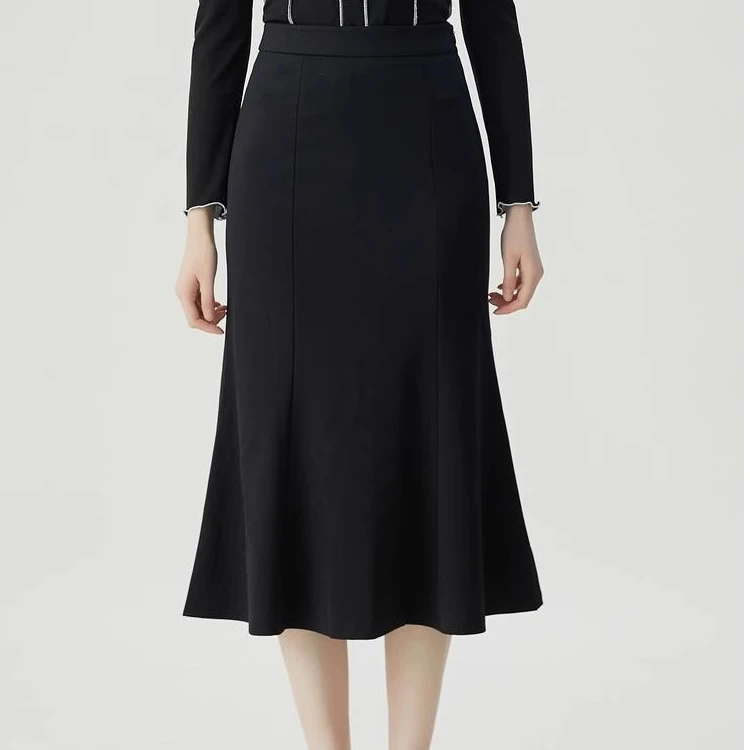 【商场同款】春新款百搭气质高腰中长款鱼尾裙半身裙秋冬女1200359