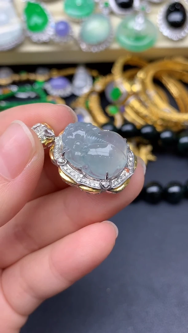 18K金镶嵌手串翡翠332-雪姐翡翠天天见