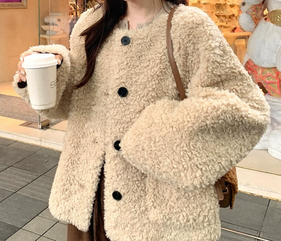 非图片款默认微瑕羊羔毛外套女秋冬2025新款宽松慵懒毛毛外套