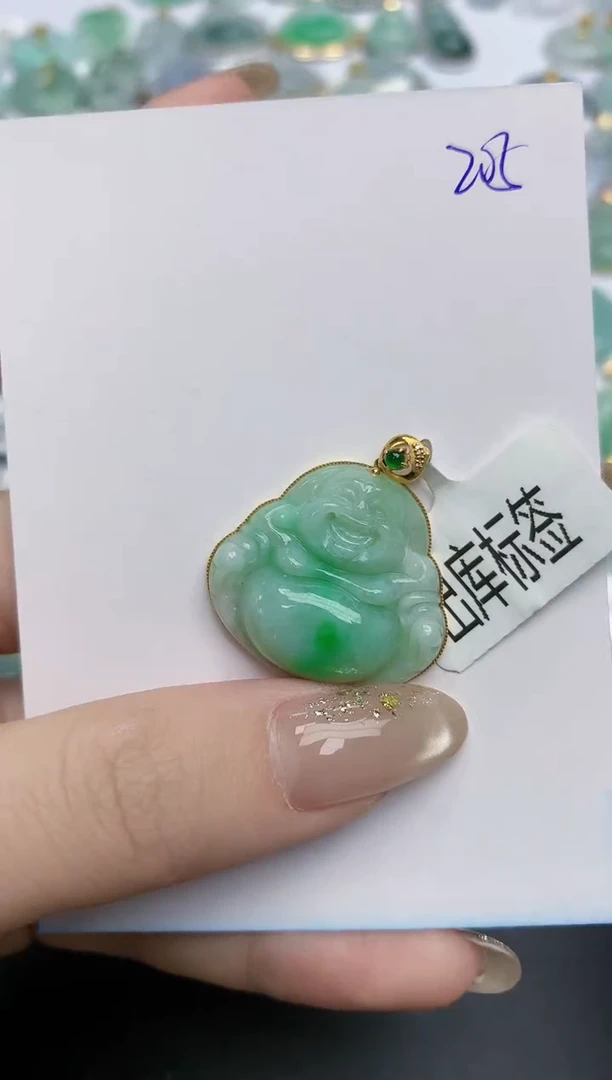 【闪购商品】翡翠颈饰18K金镶嵌天然缅甸翡翠A货