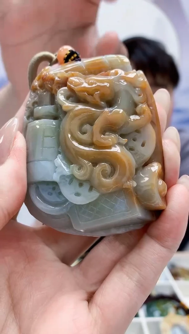 定制翡翠未镶嵌5060MM-毛货挂件55