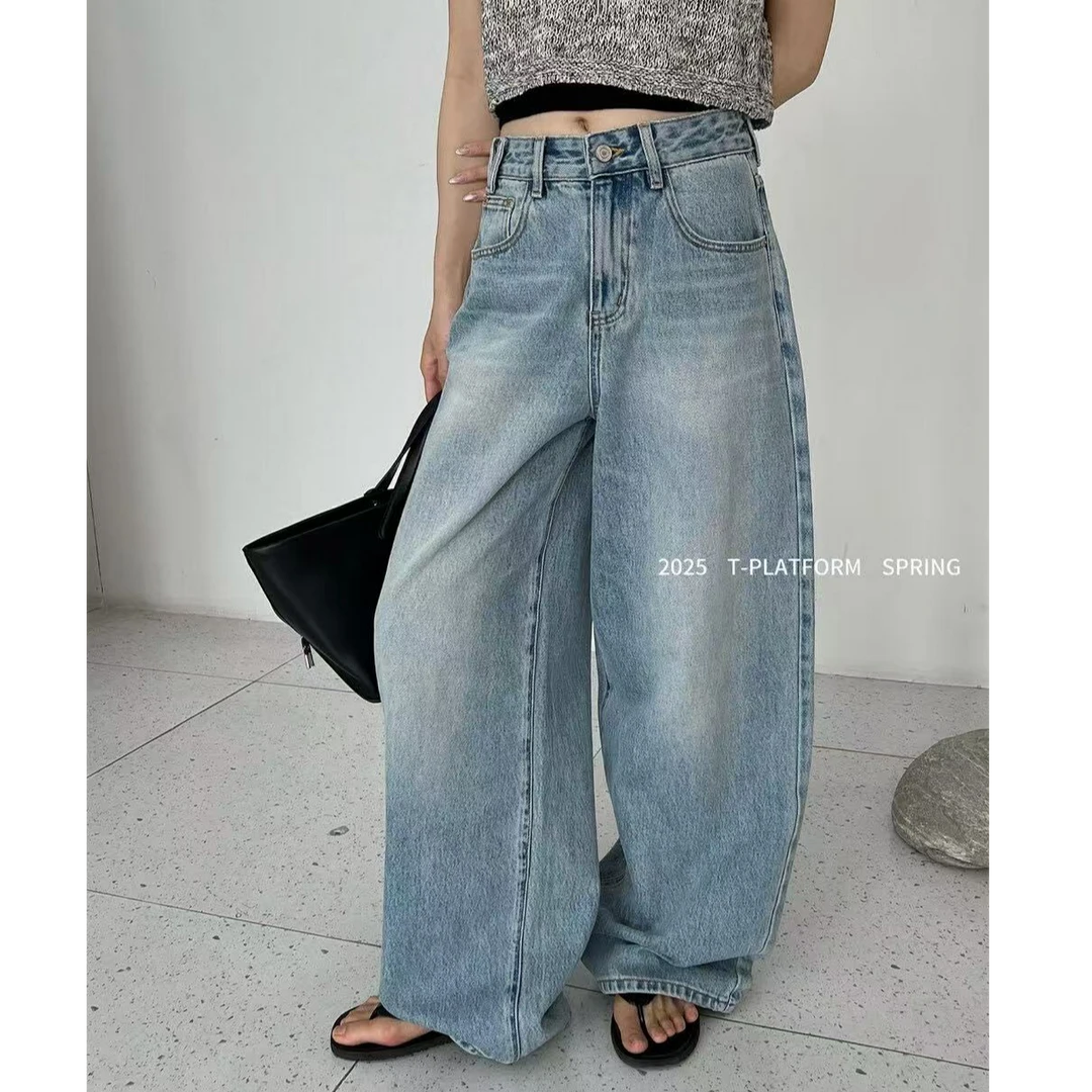十三行T台-夏季福秒阔腿牛仔裤#25075