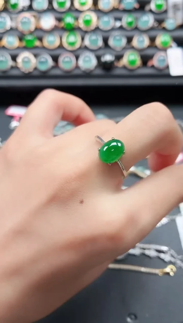 翡翠戒指银S925镶嵌11111