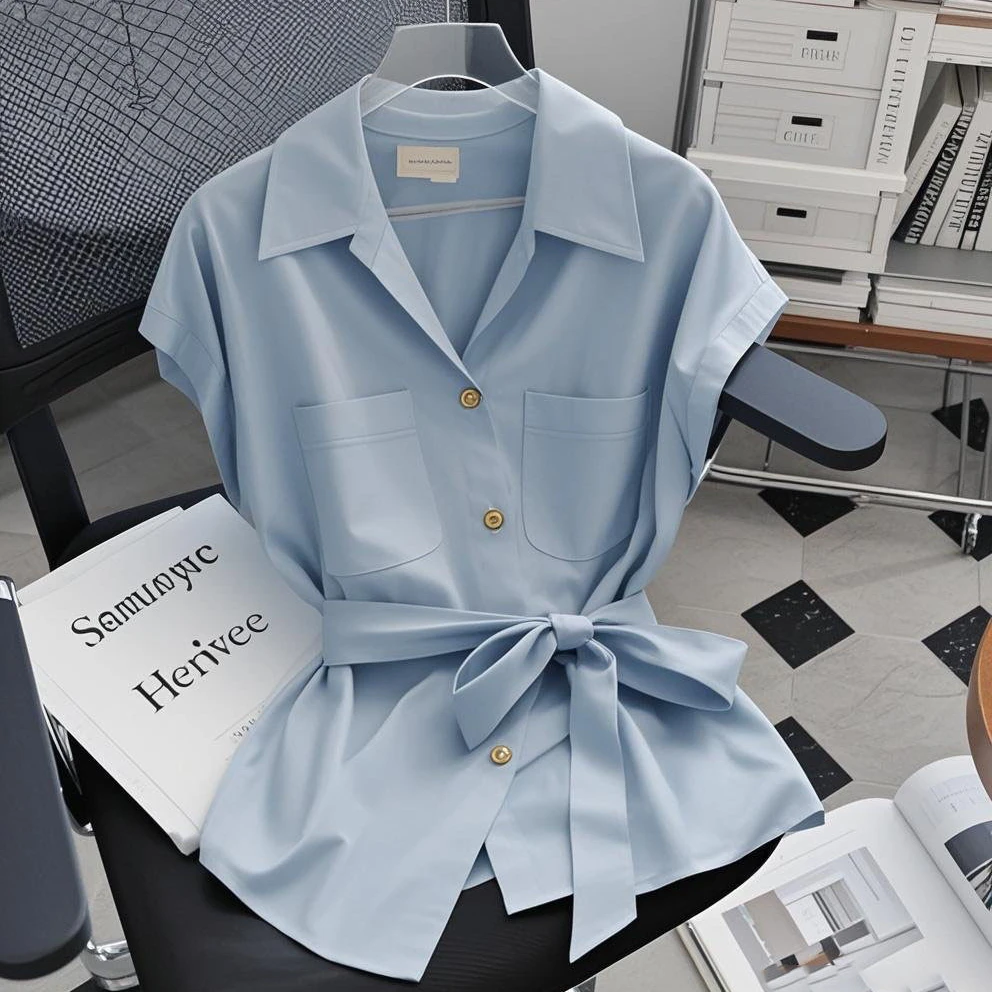 2025夏季新款洋气高档时尚气质显瘦衬衫设计感韩系百搭POL