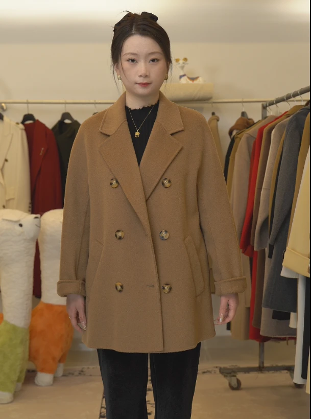 羊毛大衣双面经典款宽松气质韩版宽松时尚百搭中长款羊毛大衣