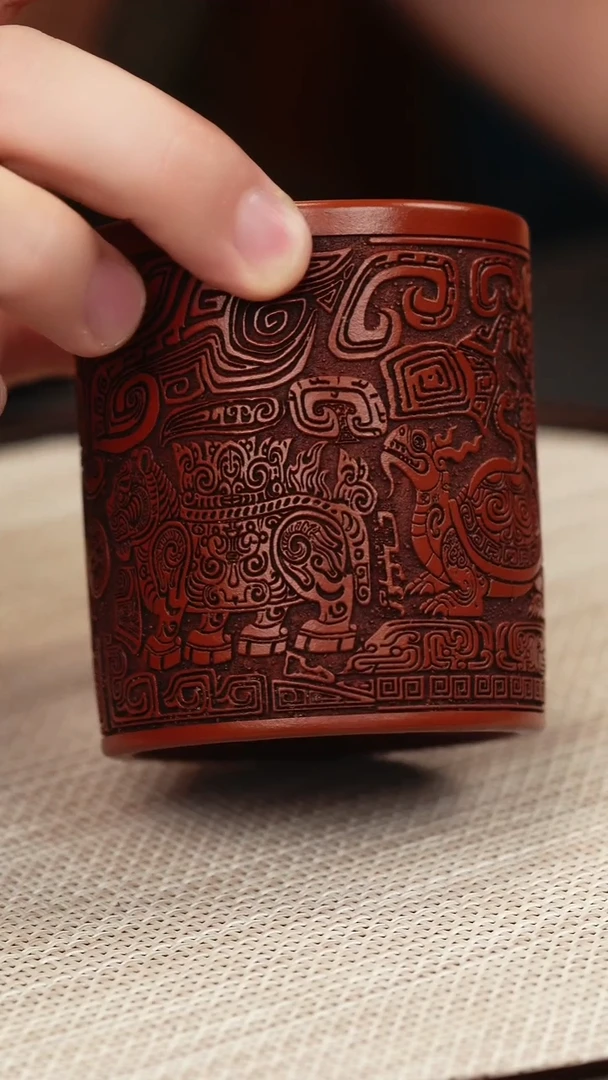 茶壶紫砂红皮龙直筒主人杯