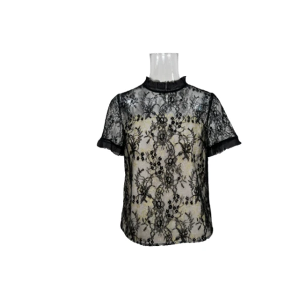 夏季新款气质优雅时尚百搭圆领老钱风蕾丝轻薄时尚上衣LAJ62003