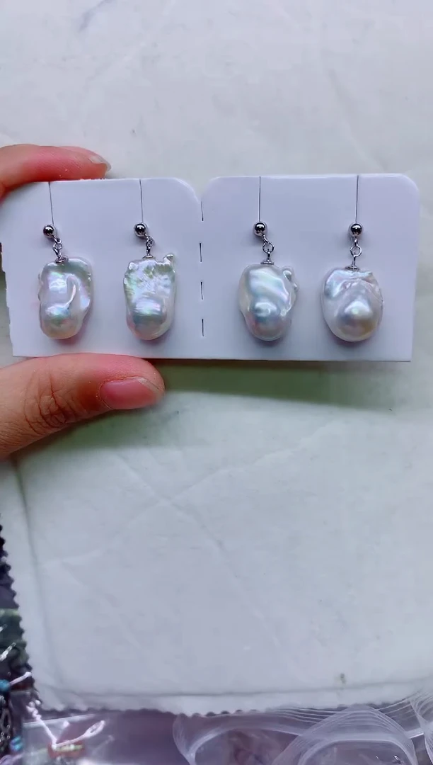 银S925镶嵌淡水珍珠耳饰多样性发其一，非无暇