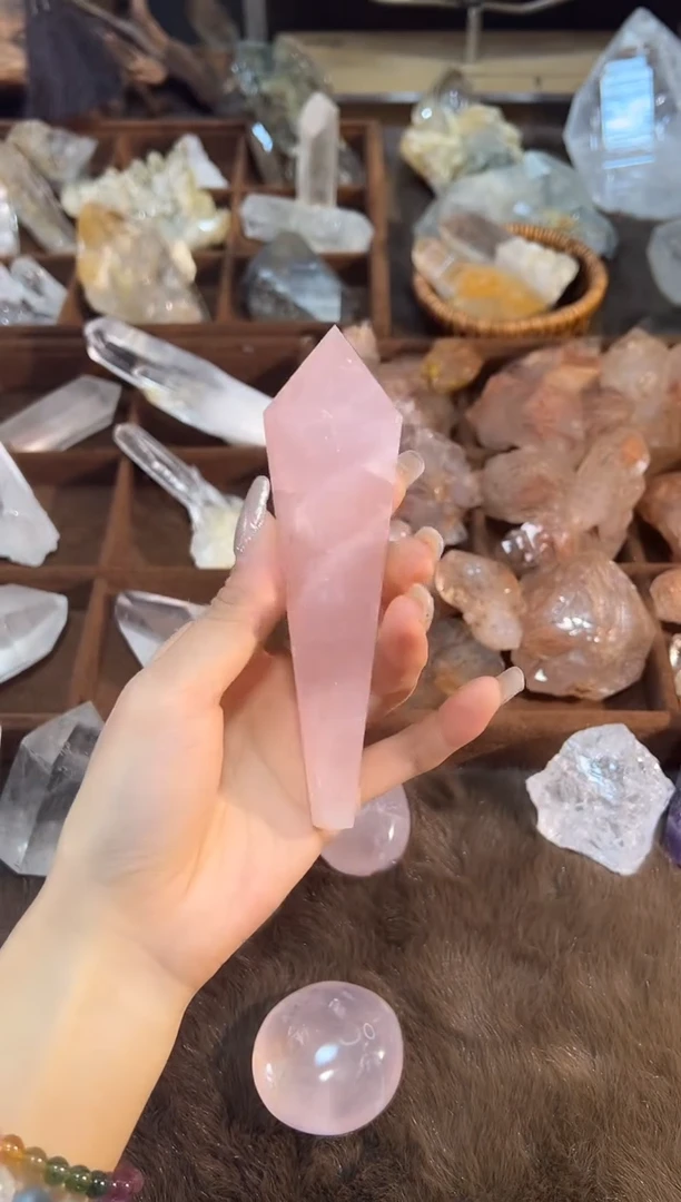 未镶嵌大型摆件（非配饰）水晶粉水晶权杖536