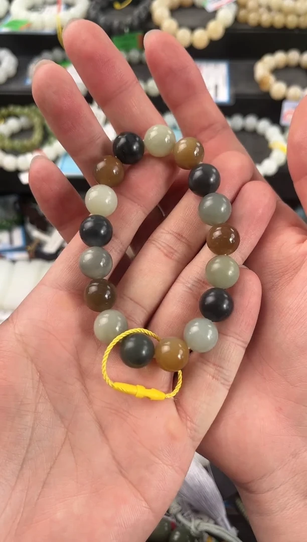 【闪购商品】和田玉手串未镶嵌若羌楼兰三色手串卡12微色差