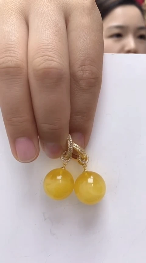 【闪购商品】琥珀裸石银S925镶嵌蜜蜡耳坠
