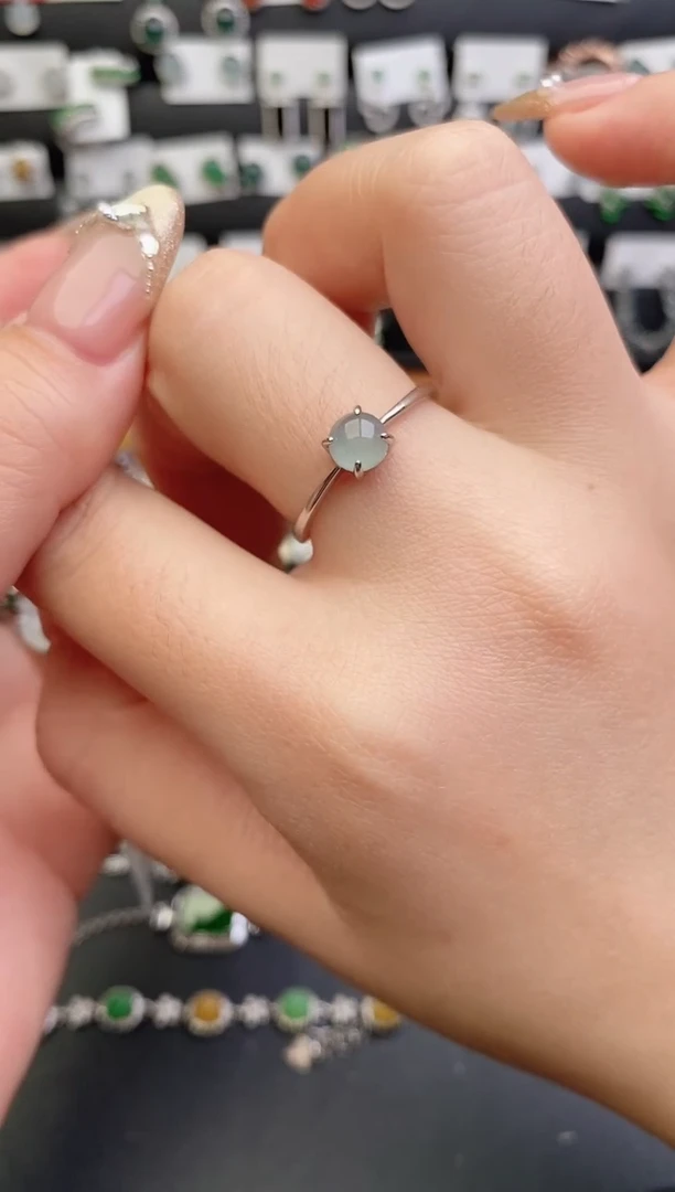 银S925镶嵌戒指翡翠0