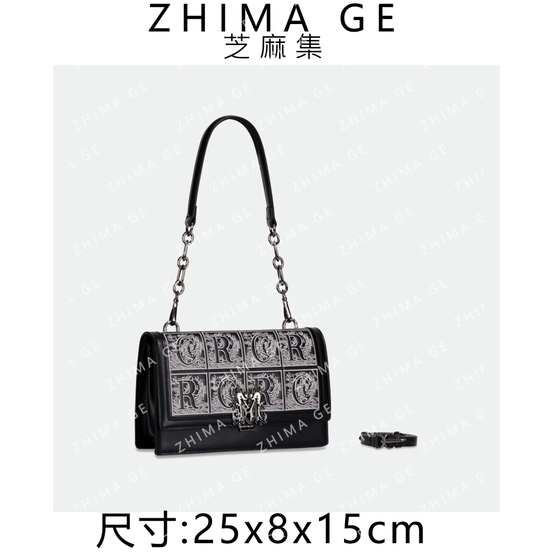 【芝麻集】GQ-67879-经典黑RAIN.CUN潮流时尚百搭腋下斜跨女包