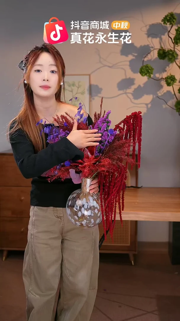 手工艺品琉璃图片款式：单花束+花瓶