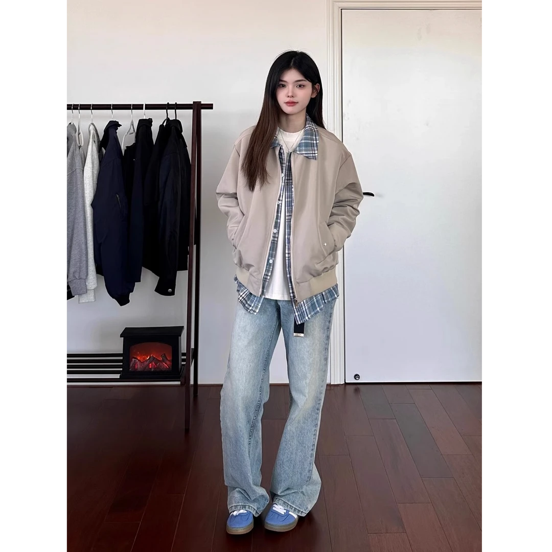 LIGGICC美式复古Cleanfit假俩件法兰绒衬衫ma1翻领夹克外套男春秋