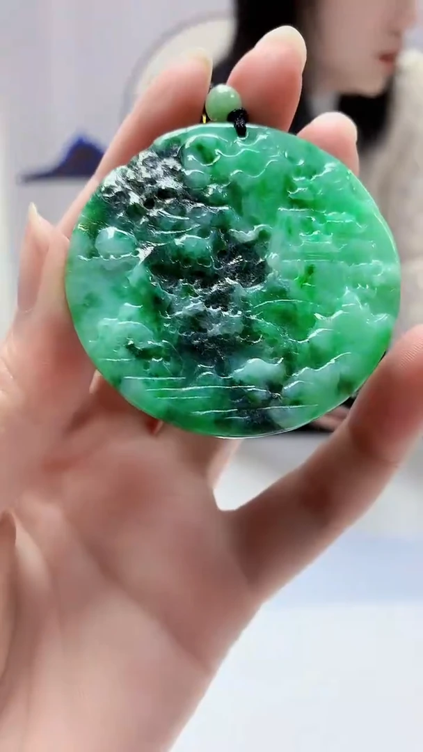 【闪购商品】定制翡翠未镶嵌4852zm-毛货挂件55山水