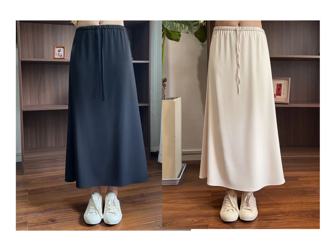新款“冰皮半裙”880#P02503新款高智淡人风慵懒半身裙