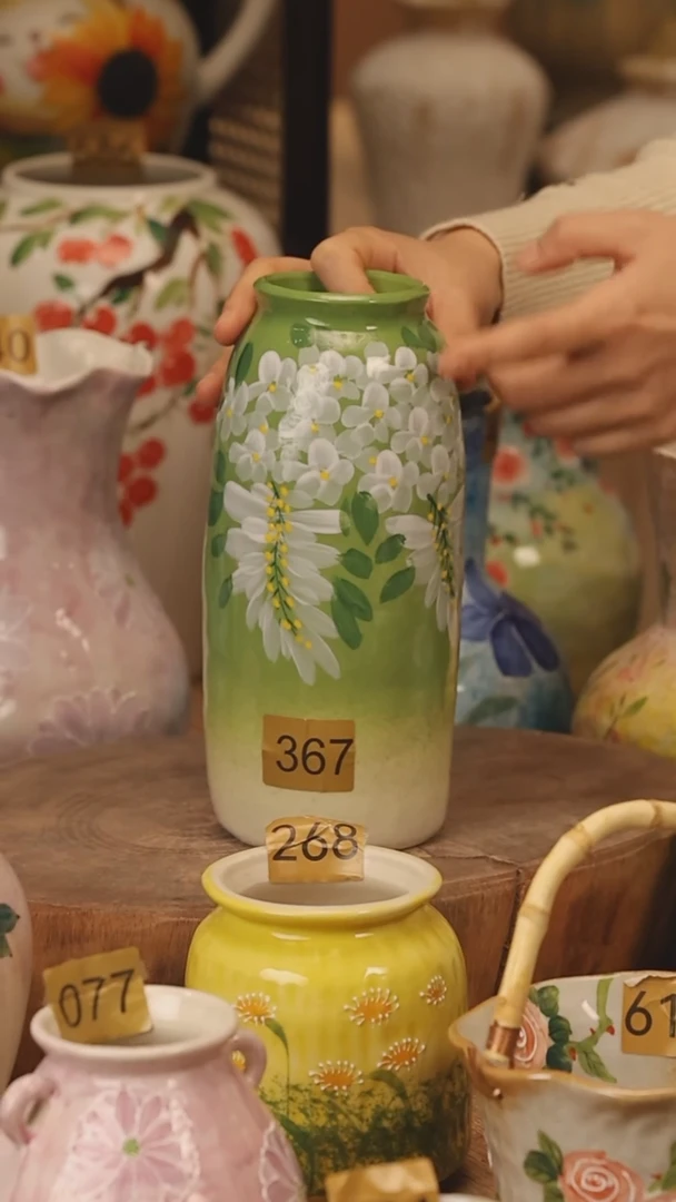 陶瓷景德镇设计师手作花器摆件侘寂风@M367@