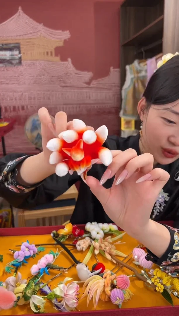 【闪购商品】刺绣非遗绒花（发饰）