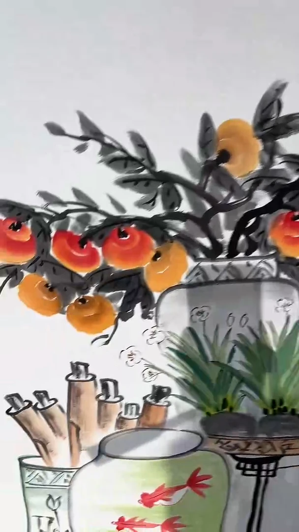 国画带锦盒 雷畅胜 四尺清供+白石三绝