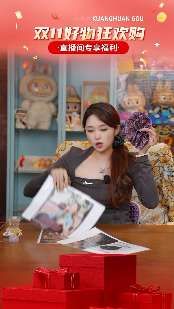 205-赵露思同款发圈韩系格子大肠圈-蓝+紫