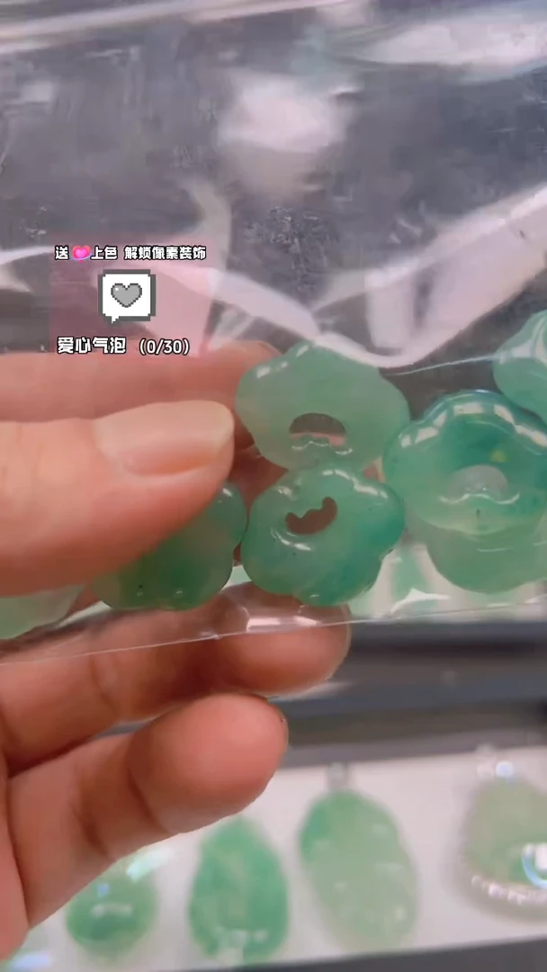 石英质玉（非洲翠）银S925镶嵌吊坠(赠链)9